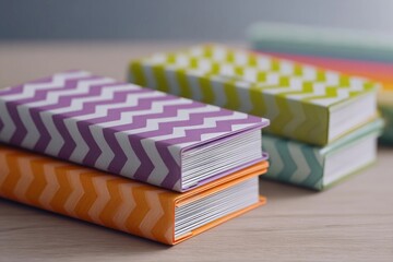 Creative Collection of Vibrant Notebooks and Folders on a Wooden Surface Generative AI