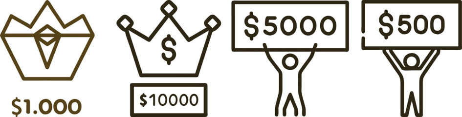 Winning Big: Icons of Financial Success, Rewards, and Achievement with Dollar Amounts