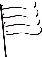 Waving flag black and white icon, Simple black flag icon on white background. vector illustration