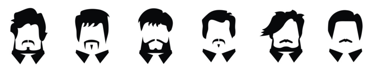 Set of Men Hairstyle Icons, Men Hairstyle Icon Set
Collection of men's hairstyles and beards silhouette vector art. vector illustration