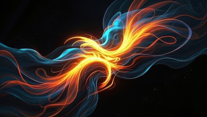 Abstract Fire and Ice Swirl Dynamic Energy Artwork
