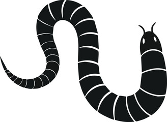 Naklejka premium Classic Earthworm Icon with Smooth Segmented Body in Solid Silhouette