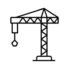 Construction crane icon in minimalistic line art style  