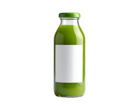 Green juice bottle with blank label