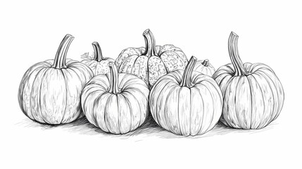 Hand-drawn illustration of pumpkins.