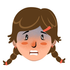 Illustration of Scared Girl with Worried Expression