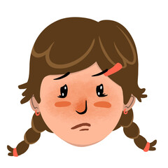 Obraz premium Cartoon Girl with Sad Expression