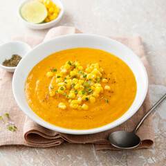 Sweet corn soup with lime and ginger