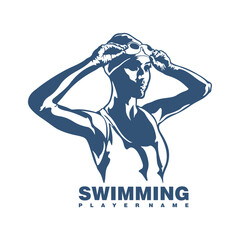 Swimming Player logo design vector. Silhouette Swimming Female Template Illustration. Icon Symbol