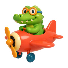 Naklejka premium PNG Playful crocodile flying airplane.