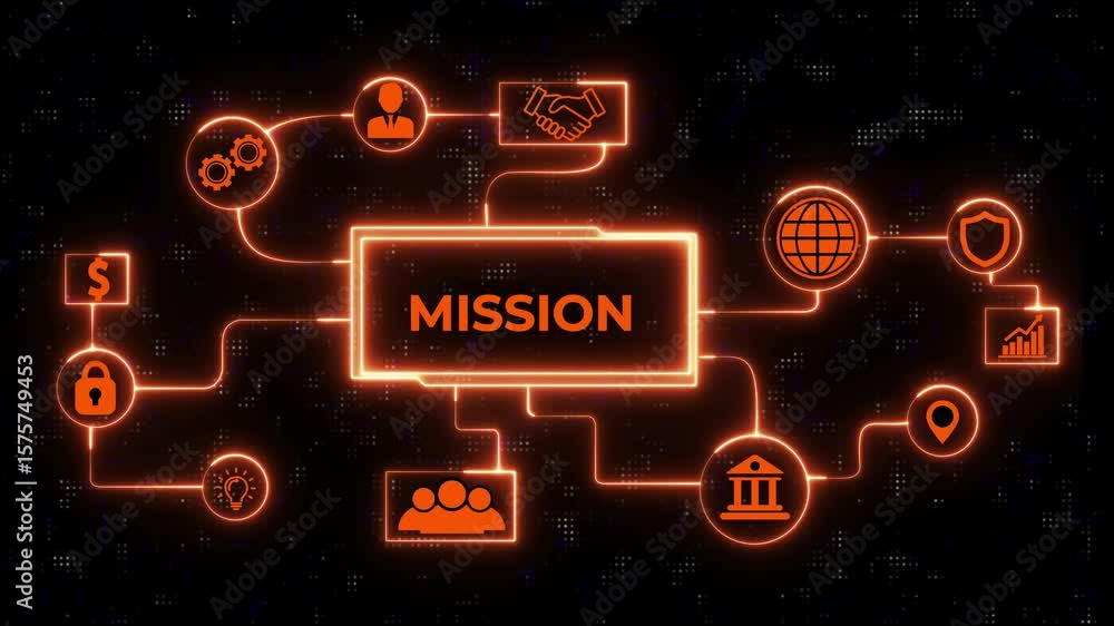 Poster mission concept. financial success concept on virtual screen. business, technology, internet and net