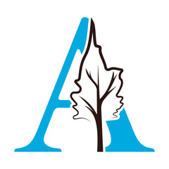 Tree Company Logo combine with letter A vector template