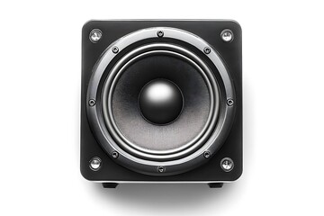 A square speaker with a single driver isolated on a white background