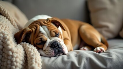 Peaceful Puppy Napping on Cozy Cushion, Sweet Dreams for a Young Canine Companion