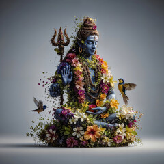 Lord Shiva formed with flowers