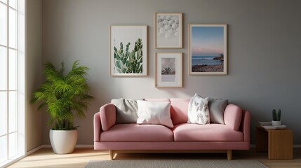 Modern living room interior with comfortable sofa and contemporary furniture design