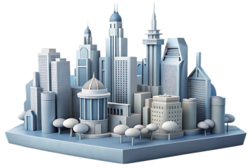 Modern city architectural model isolated on a transparent background architecture