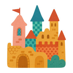 Naklejka premium PNG Colorful whimsical fairytale castle illustration.