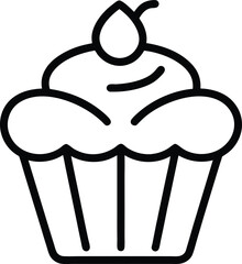Black and white minimalist cupcake icon with frosting