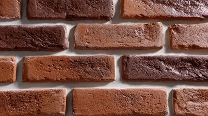 Close-up of clinker brick wall with glossy texture for architectural design.