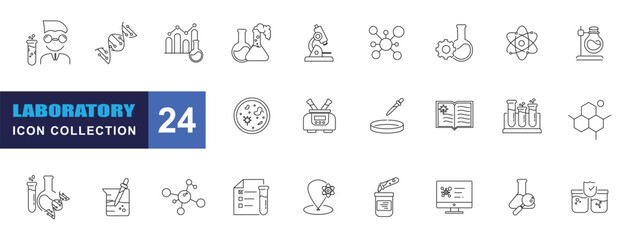 collection of laboratory icons, editable stroke.