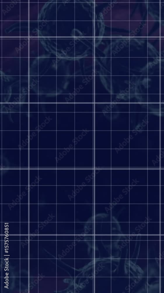Aufkleber animation of statistical data processing over covid-19 cells floating against blue background