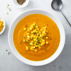 Sweet corn soup with lime and ginger