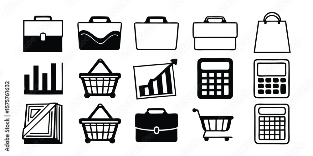 Poster mega set of trendy line style business icons for design projects featuring a variety of business con
