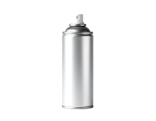 Silver spray can on black background