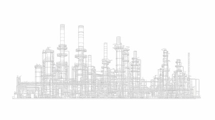 Obraz premium Detailed outline of an industrial plant.