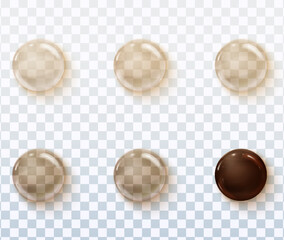 Realistic glossy argan oil drops isolated on transparent vector background