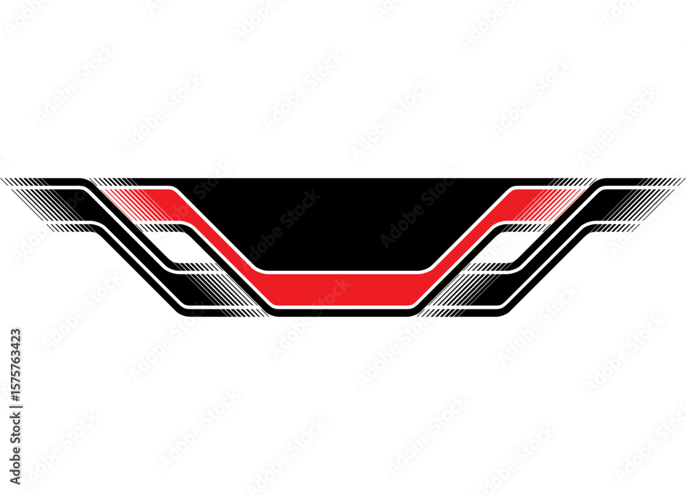 Poster red and black symmetrical pattern on white background. sport striped vector design element. vector b