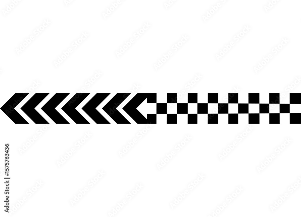 Aufkleber stripe of black arrows and squares on a white background. sporty dynamic pattern. design element for