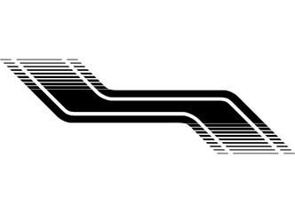 Black striped pattern on white background for car body, boat, sportswear, toy. Sport striped vector design element. Vector background. Abstract racing stripe