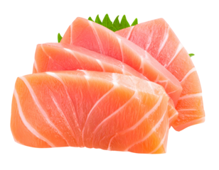 Fresh tuna sashimi with vibrant green garnish
