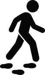 Silhouette of person walking with footsteps vector illustration
