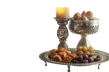 still life with fruits and candles