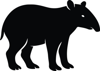 Silhouette tapir mammal animal wildlife isolated walking pose Vector illustration