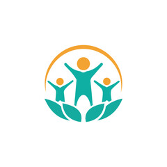 Eco wellness and healthcare logo design-abstract with green leaves and human silhouette with circular emblem. Symbolizes health, nature, care, and sustainability. Ideal for health
