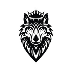Majestic Wolf with Crown Logo for Strong Leadership and Power Symbolism