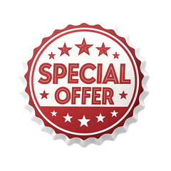 Eye Catching Special Offer Badge for Marketing Campaigns, Red and White Design with a Transparent Background