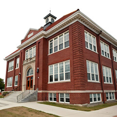 Fototapeta premium Historic Brick School Building: Architectural Photography of Educational Landmark