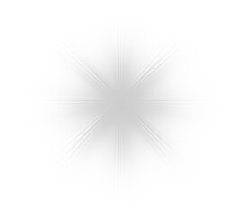Single grey starburst graphic element. A versatile abstract light effect or highlight isolated on...