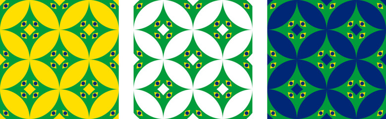 brazilian flag seamless pattern set. geometric background for decoration. vector illustration