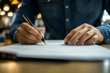 A man making a signature on document for a deal