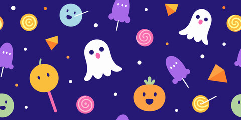 A playful seamless pattern with funny cartoon monsters, sea animals, and space elements like rockets, planets, and stars, perfect for a whimsical wallpaper design