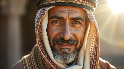 An elderly Arab man in Arab clothing