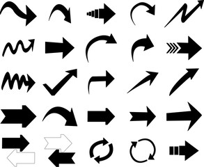 ペンの手書きの矢印セットベクター, アイコン, シンプル