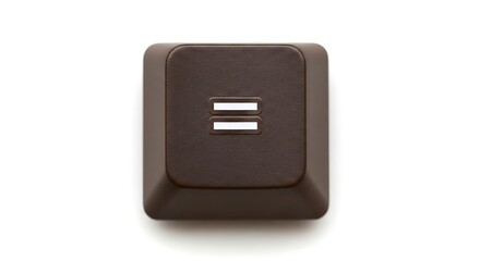 Close-up of an equals key from a computer keyboard on white background
