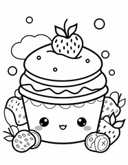 Coloring page cute kawaii drawing illustration